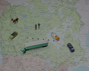 map of canada with toy cars